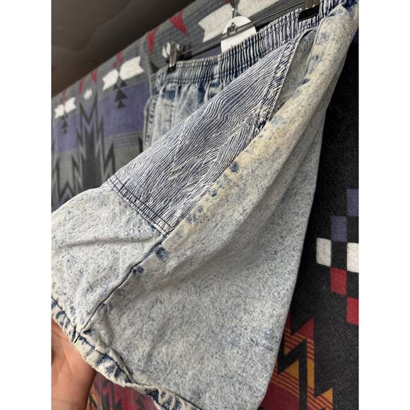 Vintage 80s 90s Unisex Denim Mom Shorts Skater Grunge Stripe Distressed Stretchy - Picture 5 of 8